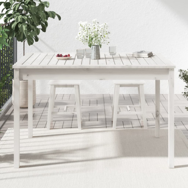 Mesa de jardín madera maciza pino blanco 121x82.5x76 cm M 3