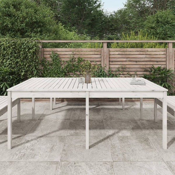 Mesa de jardín madera maciza de pino blanco 203.5x100x76 cm M 5