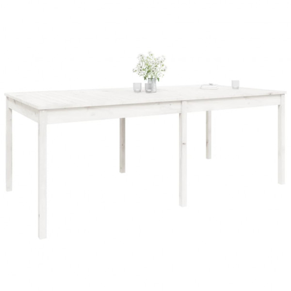 Mesa de jardín madera maciza de pino blanco 203.5x100x76 cm D