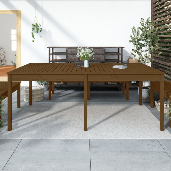 Mesa de jardín madera maciza pino marrón miel 203.5x100x76 cm D