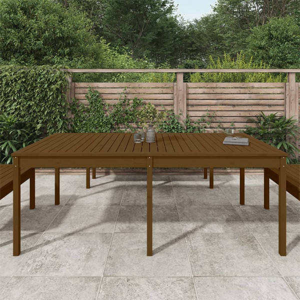 Mesa de jardín madera maciza pino marrón miel 203.5x100x76 cm M 3