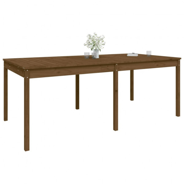 Mesa de jardín madera maciza pino marrón miel 203.5x100x76 cm M 4