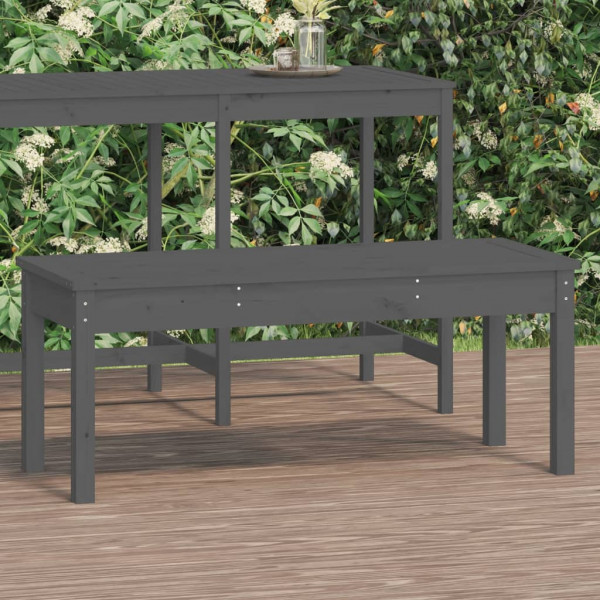 Banco de jardín madera maciza de pino gris 109x44x45 cm D