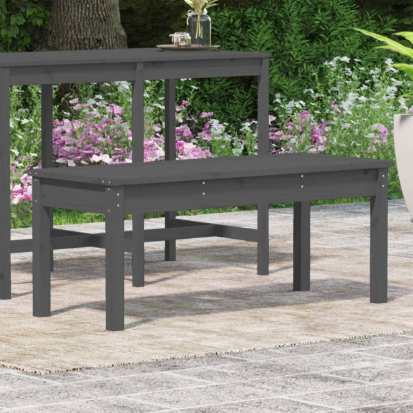 Banco de jardín madera maciza de pino gris 109x44x45 cm M 3