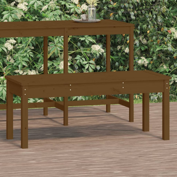 Banco de jardín madera maciza pino marrón miel 109x44x45 cm D