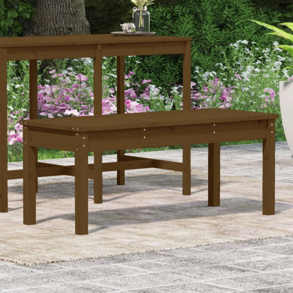 Banco de jardín madera maciza pino marrón miel 109x44x45 cm M 3