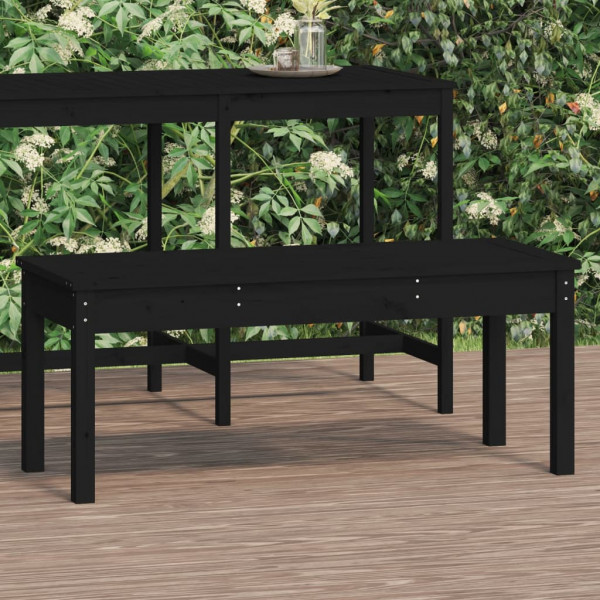 Banco de jardín madera maciza pino negro 109x44x45 cm D