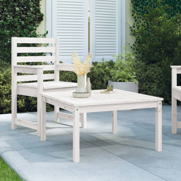 Mesa de jardín madera maciza pino blanco 82.5x82.5x45 cm D