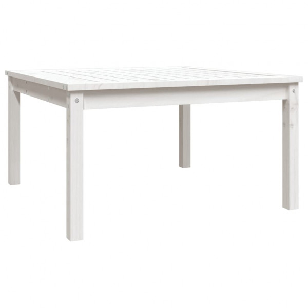 Mesa de jardín madera maciza pino blanco 82.5x82.5x45 cm M 2