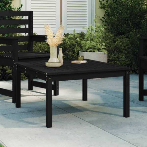 Mesa de jardín madera maciza pino negro 82.5x82.5x45 cm D