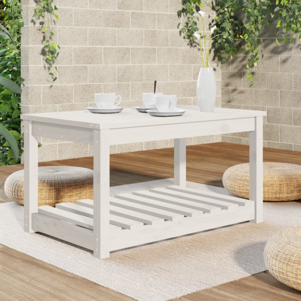 Mesa de jardín madera maciza de pino blanco 82.5x50.5x45 cm M 3
