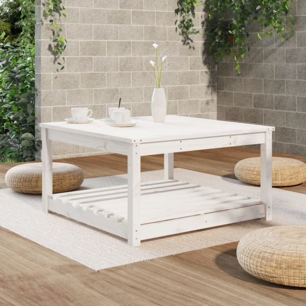 Mesa de jardín madera maciza pino blanco 82.5x82.5x45 cm M 3