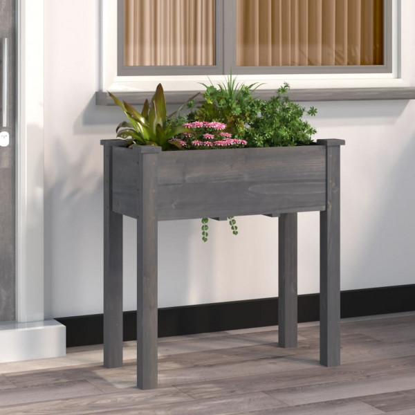 Jardinera con forro interior madera abeto gris 71x37x76 cm D