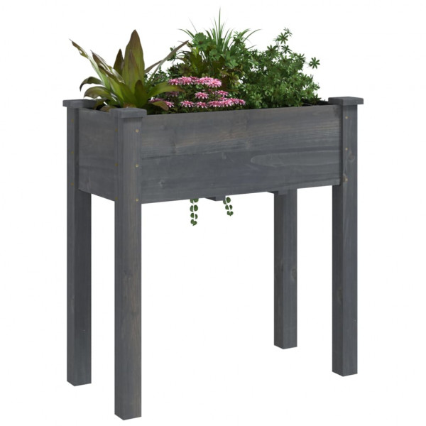Jardinera con forro interior madera abeto gris 71x37x76 cm M 3