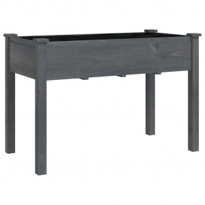 Jardinera con forro madera maciza de abeto gris 118x59x76 cm H