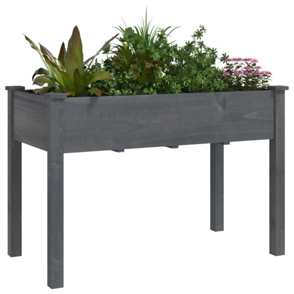 Jardinera con forro madera maciza de abeto gris 118x59x76 cm M 3