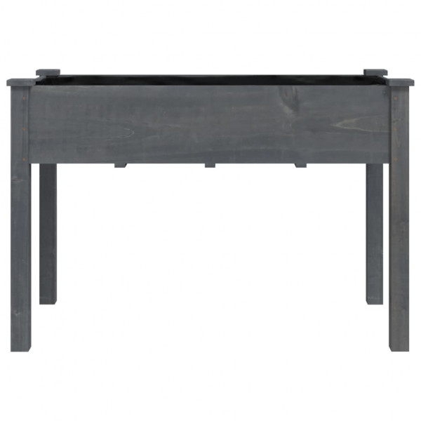 Jardinera con forro madera maciza de abeto gris 118x59x76 cm M 4