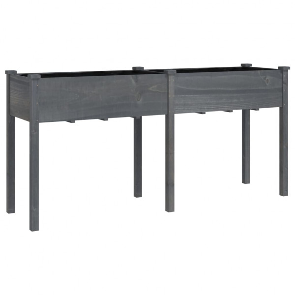 Jardinera con forro madera maciza de abeto gris 161x45x76 cm M 2
