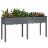 Jardinera con forro madera maciza de abeto gris 161x45x76 cm 3