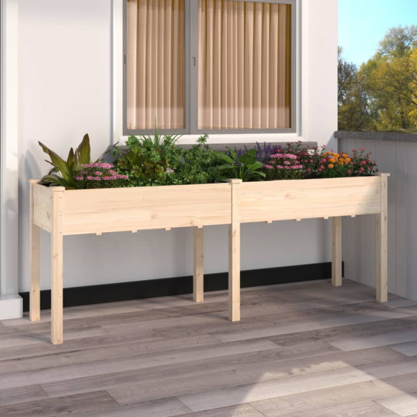 Jardinera con forro interior madera maciza abeto 203x53x76 cm D