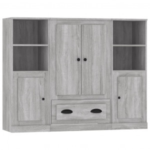 Aparador alto 3 piezas madera contrachapada gris Sonoma H