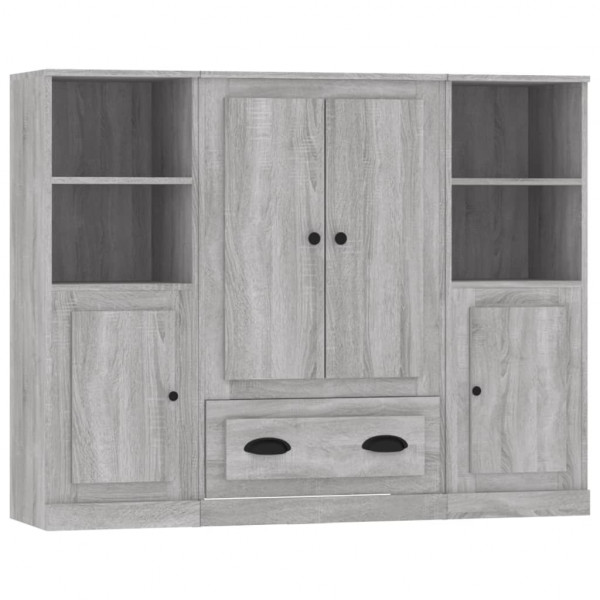 Aparador alto 3 piezas madera contrachapada gris Sonoma M 2