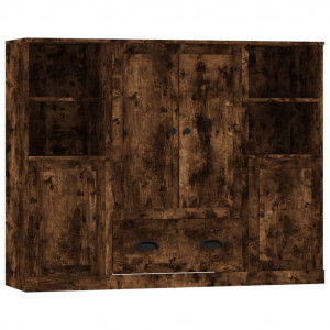 Aparador alto 3 piezas madera contrachapada roble ahumado H