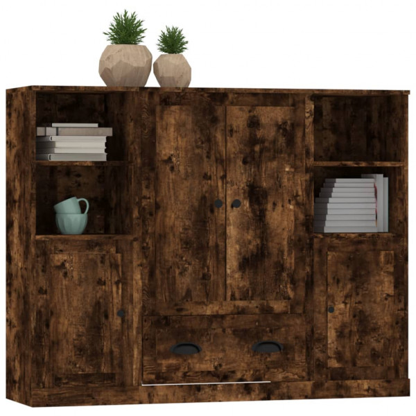 Armários altos 3 pcs derivados de madeira carvalho fumado M 4