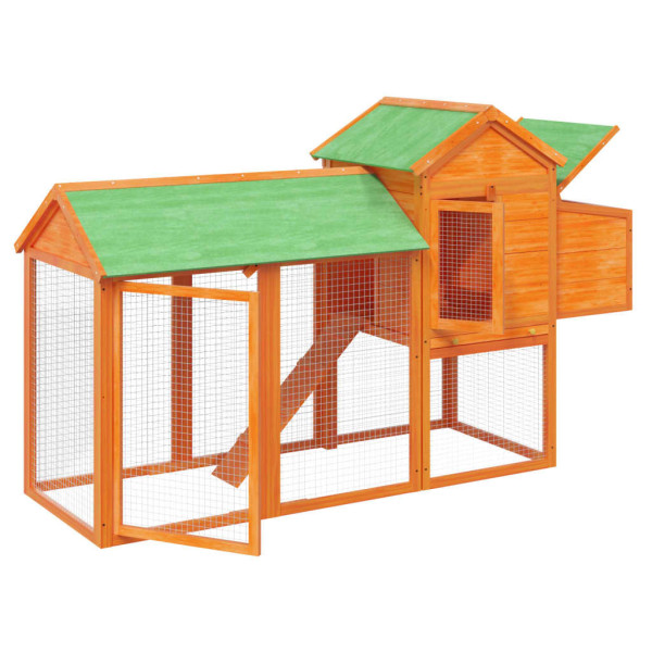 Gallinero madera maciza de pino marrón 193x65x117 cm M 4