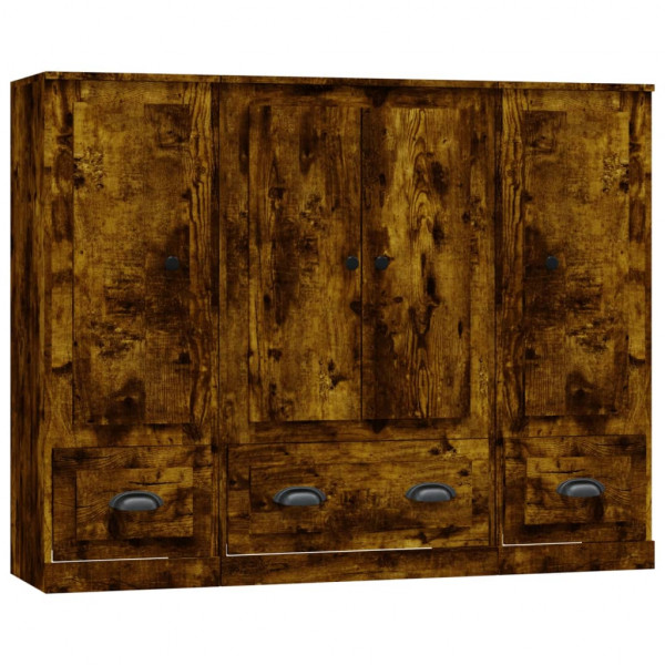 Aparador alto 3 piezas madera contrachapada roble ahumado M 2