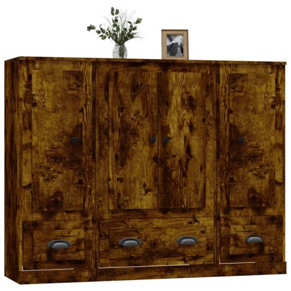 Aparador alto 3 piezas madera contrachapada roble ahumado M 4