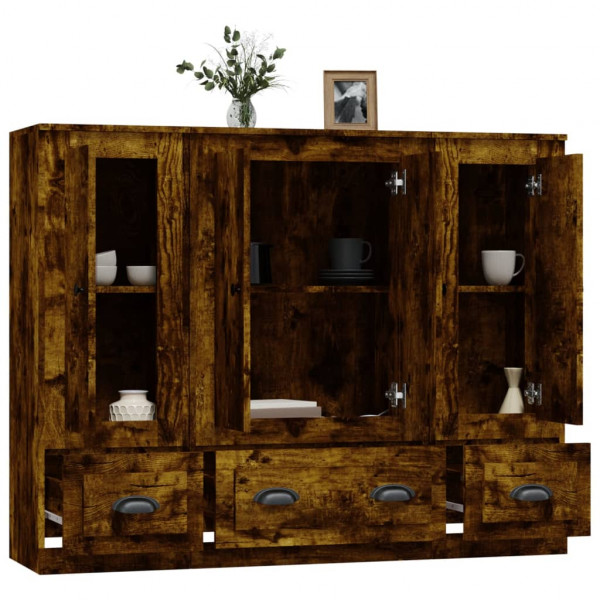 Aparador alto 3 piezas madera contrachapada roble ahumado M 5