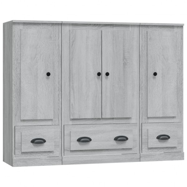 Aparador alto 3 piezas madera contrachapada gris Sonoma M 2