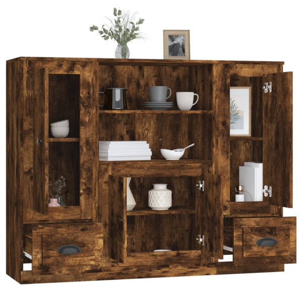 Aparador alto 3 piezas madera contrachapada roble ahumado M 5