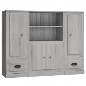 Aparador alto 3 piezas madera contrachapada gris Sonoma H