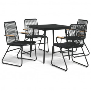 Juego de comedor de jardín 5 piezas ratán PVC negro H