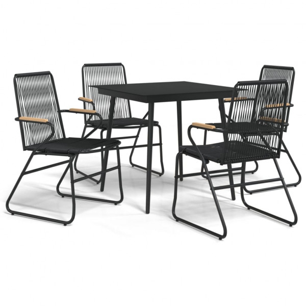 Juego de comedor de jardín 5 piezas ratán PVC negro M 2