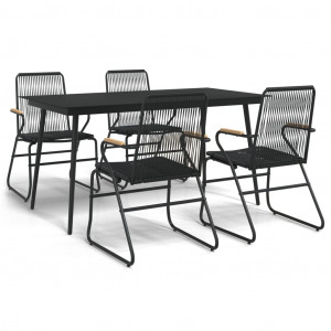Juego de comedor de jardín 5 piezas ratán PVC negro H