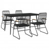 Juego de comedor de jardín 5 piezas ratán PVC negro 3