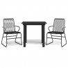 Juego de comedor de jardín 3 piezas ratán PVC negro 2