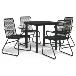 Juego de comedor de jardín 5 piezas ratán PVC negro H