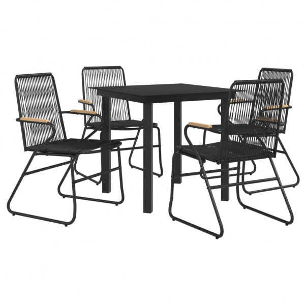 Juego de comedor de jardín 5 piezas ratán PVC negro M 3