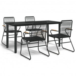 Juego de comedor de jardín 5 piezas ratán PVC negro H