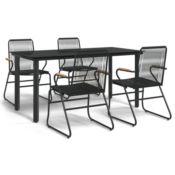 Juego de comedor de jardín 5 piezas ratán PVC negro M 2