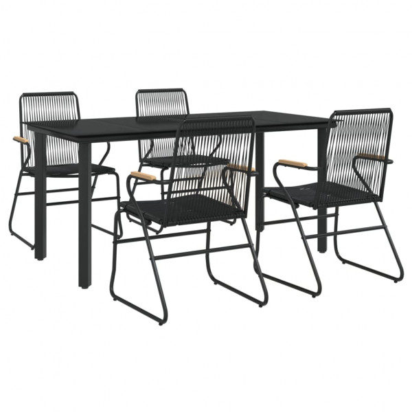 Juego de comedor de jardín 5 piezas ratán PVC negro M 3