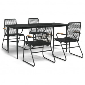 Juego de comedor de jardín 5 piezas ratán PVC negro H