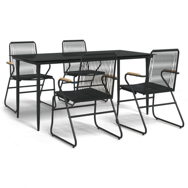 Juego de comedor de jardín 5 piezas ratán PVC negro M 2