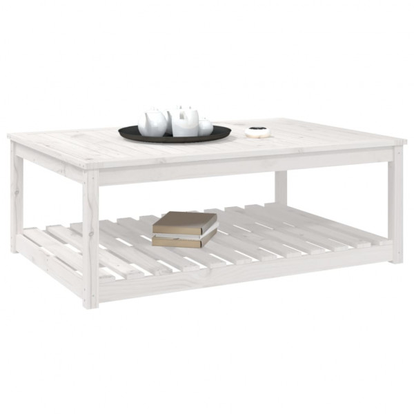 Mesa de jardín madera maciza pino blanco 121x82.5x45 cm M 4