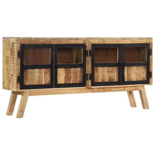 Aparador de madera maciza de mango marrón y negro 160x30x76 cm D