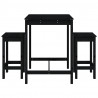 3 pcs conjunto de bar para jardim pinho maciço preto 4